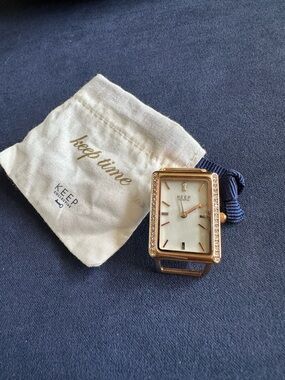 KEEP Collective Rose Gold Rectangle Time Key Slide Charm w/Mother of Pearl Face